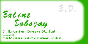 balint dobszay business card